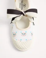 Valentino Bay By Bay Ballerina Fabric Sneaker With Le Chat De La Maison Print - Image 3